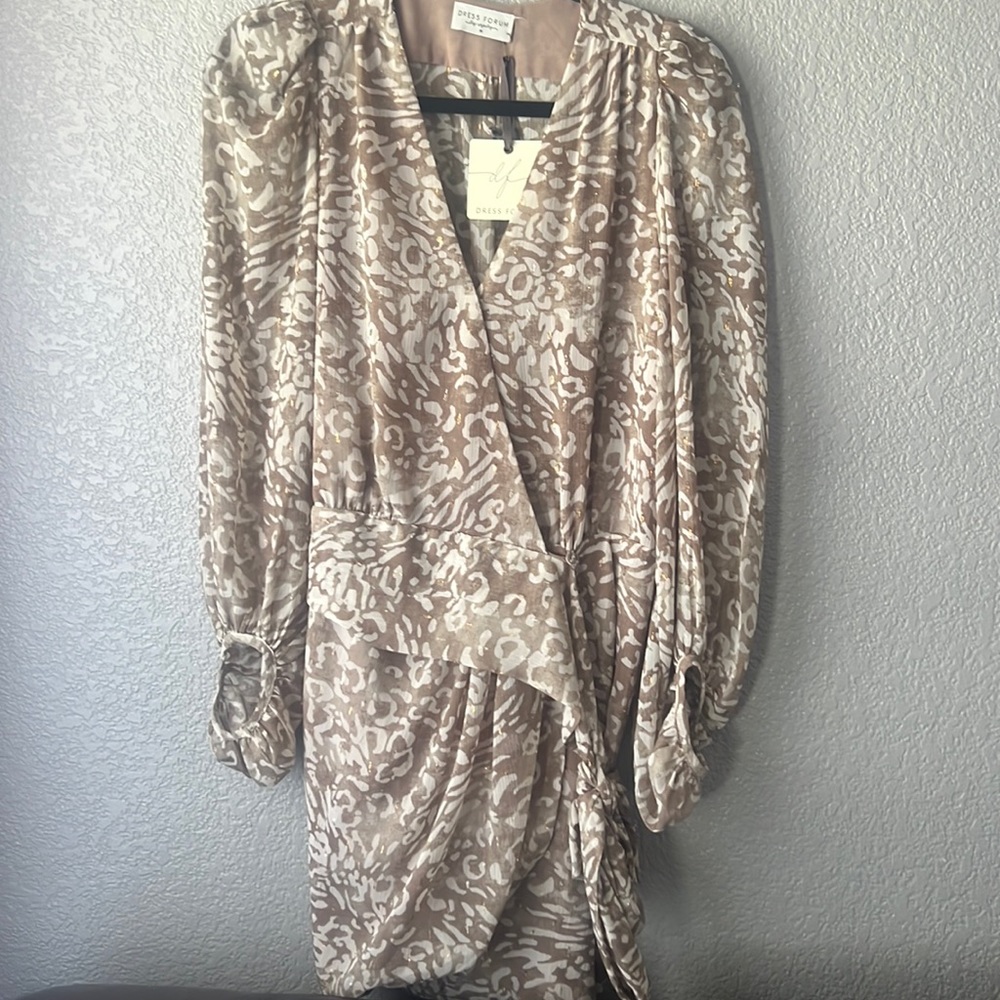Leopard tan and white dress